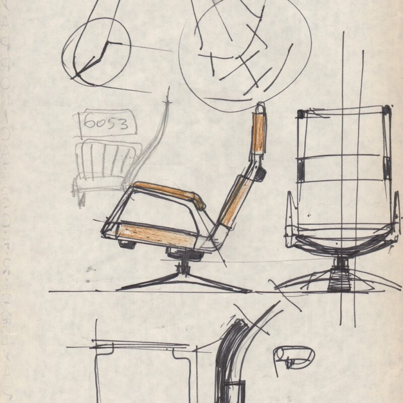 Studio poltrona IMI Roma - matita su carta - 1970 - cm. 21x29,5