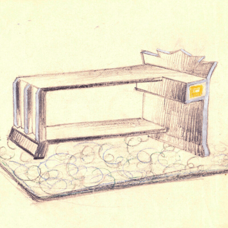 Tavolino di servizio - pastello e tempera su carta - primi anni venti - cm. 27x24