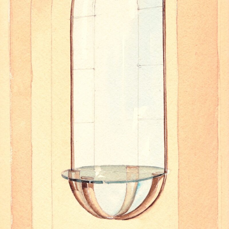 Specchiera con mensola - matita e acquarello su carta - metà anni trenta - cm. 36x24
