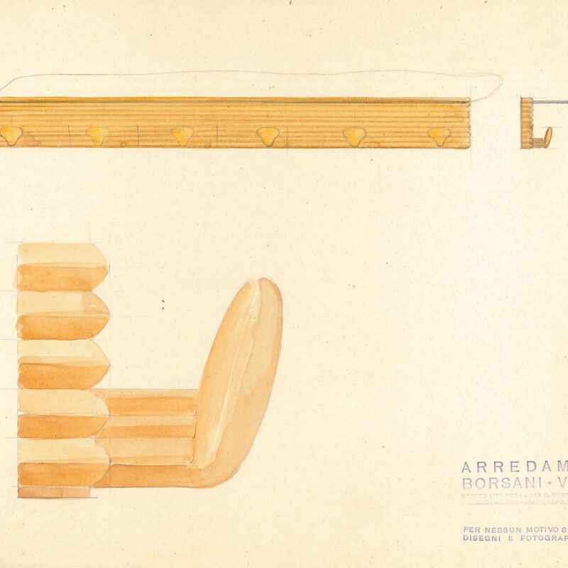 Appendiabiti - matita e acquarello su carta - fine anni quaranta - cm. 31,5x24