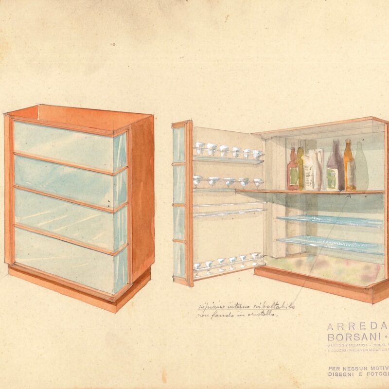 Mobile bar - matita e acquarello su carta - 1942 - cm. 31x24